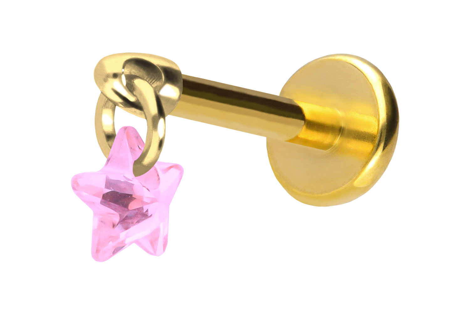 Titan Labret Piercing mit Push Fit KRISTALLSTERN